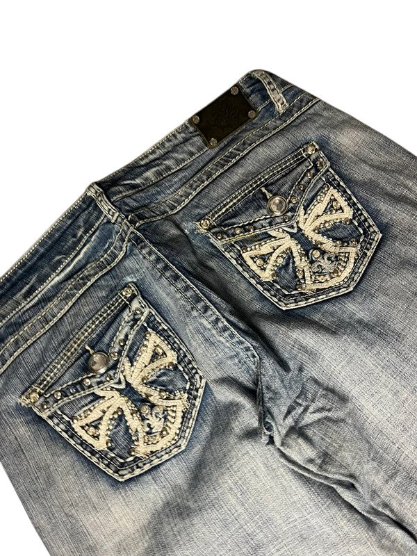 Wiced Heart Y2K flared Jeans blau Größe