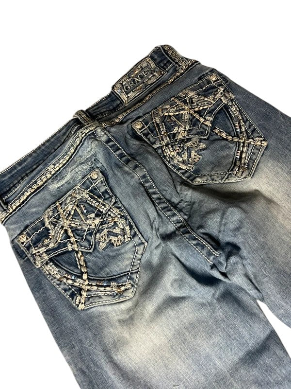 Grace Y2K flared Jeans blau Größe XXS