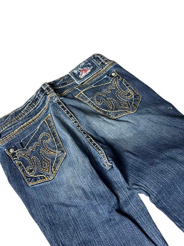 Mek Y2K flared Jeans blau Größe M