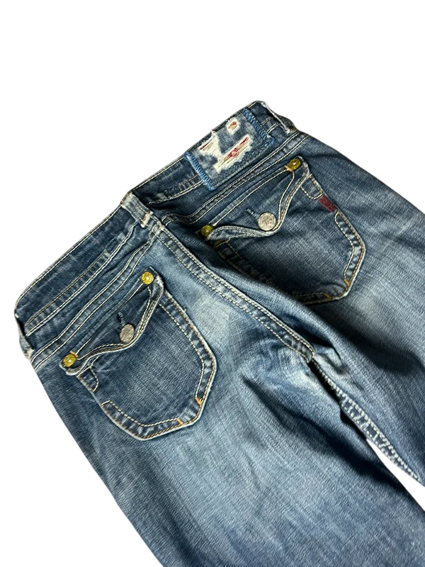 Mek Y2K flared Jeans blau Größe M