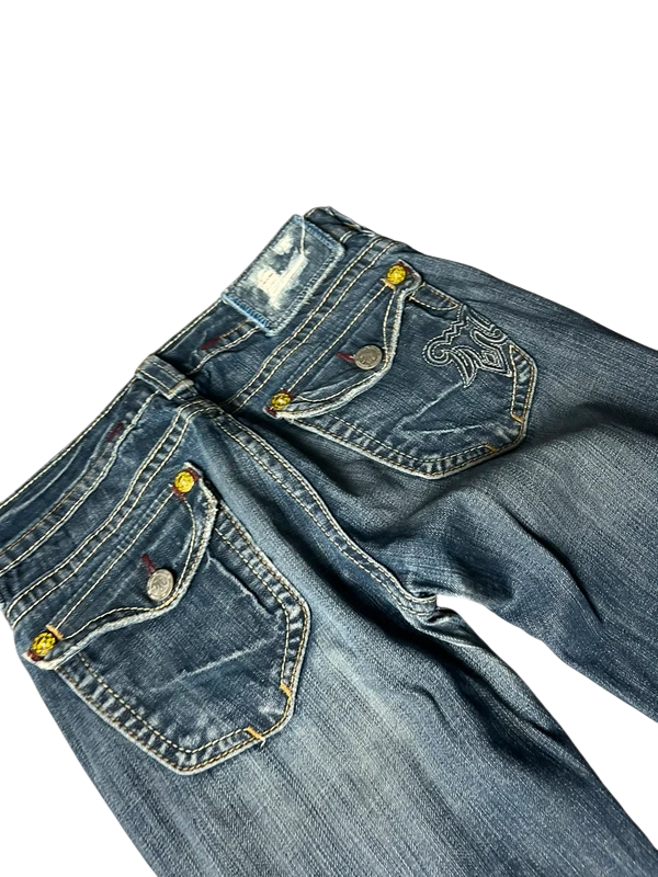 Mek Y2K flared Jeans blau Größe M